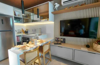 Lindo apartamento de 2 quartos com suíte e lavabo com vista mar