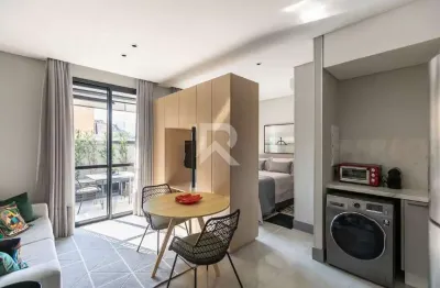 Apartamento mobiliado e decorado, studio de alto padrão para locação, 32m² – batel, curitiba/pr