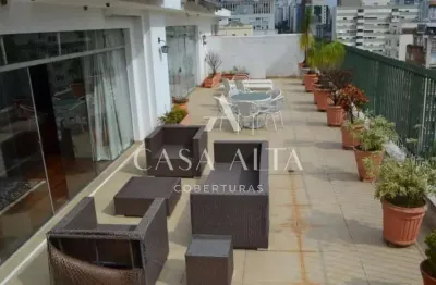 Cobertura duplex em higienópolis com 594 m² a.u. sendo 4 dormitórios (2 suítes) e 2 vagas.