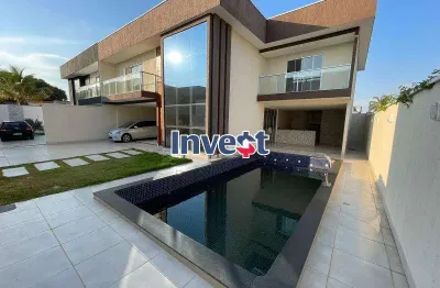 Casa moderna, 2 andares, 4 suítes, lazer completo, dentro de condomínio, conjunto 04 em arniqueiras.