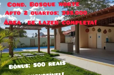 Apartamento bosque norte com 2 quartos, piso porcelanato no aeroporto