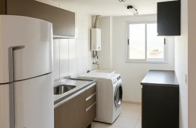 Apto 2 dorm., sacada c/  churrasqueira. prédio 4 andares c elevador.