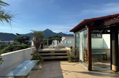 Cobertura com cara de casa- piscina, área gourmet -  3 dormitórios à venda, 337 m² por r$ 2.400.000 - barra da tijuca - rio de janeiro/rj