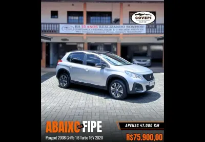 Peugeot 2008 griffe 1.6 turbo 16v - prata - 2019/2020