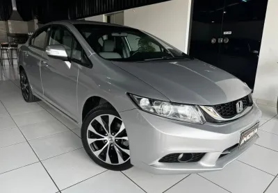 Honda civic 2.0 lxr 2015 prata automático bancos em couro!!!