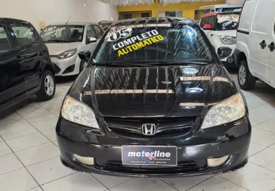 Honda civic automático completo + couro rodas revisado 2005