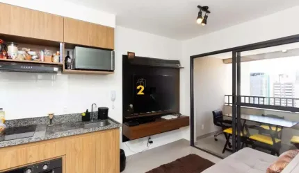 Apartamento moderno e aconchegante à venda em Indianópolis, São Paulo-SP: 1 quarto, 1 suíte, 1 sala, 1 banheiro, 31,00m² de área.