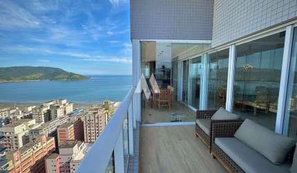 Apartamento Duplex Alto Padrão vista mar mobilado para alugar na quadra da praia no Embaré - Santos/SP