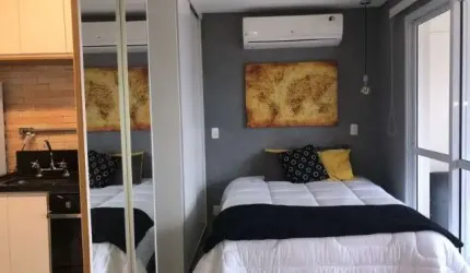 Apartamento mobiliado com 1 dormitório para locação na região do Brooklin em São Paulo, próximo à Estação Campo Belo!