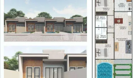 CASAS NOVAS 2 QUARTOS SUÍTE PISCINA E TERRENO BALNEÁRIO SANTA TEREZINHA