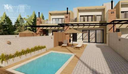 SOBRADO ALTO PADRÃO, COM 3 QUARTOS, SENDO 2 NO PISO TÉRREO, CHURRASQUEIRA, TERRAÇO (COM ESPERA PARA PISCINA). HÁ 450 METROS DA PRAIA.