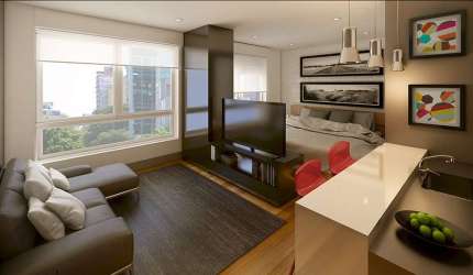 Apartamento 1 dormitório Studio com 1 vaga à venda no bairro Moinhos de Vento em Porto Alegre com infra completa de hotel em frente ao Parcão
