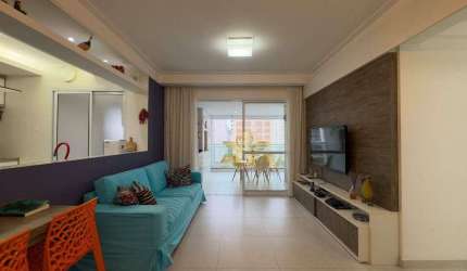 Varanda gourmet | Vista mar | Lazer | Prédio novo | 3 Dormitórios (2 suítes), 2 vagas, Apartamento na Praia das Pitangueiras, Guarujá-SP