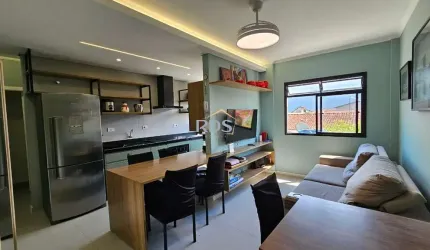 Apartamento à venda ou locação mobiliado em Praia Grande-SP, bairro Real! 1 quarto, 1 suíte, 2 salas, 2 banheiros, 1 vaga, 45m².