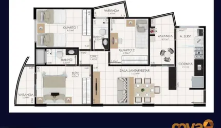 Apartamento com 3 quartos à venda na Rua Dona Josefina, 100, Jardim Bela Vista - Continuação, Aparecida de Goiânia por R$ 398.000