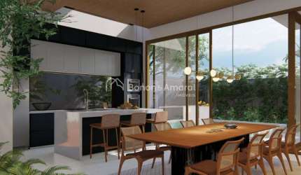 Casa à venda em condomínio em Paulínia, sobrado, em construção, 3 suites, escritório,living 2 ambientes, despensa,área gourmet integrada, 4 vagas, armários, cozinha,piscina,wc social e de serviço,aque