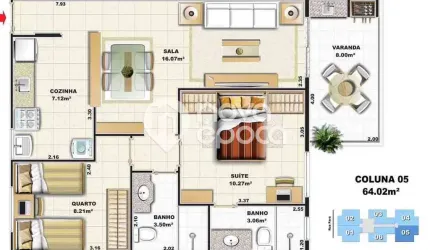 Praça da Bandeira | Apartamento 2 quartos, sendo 1 suite