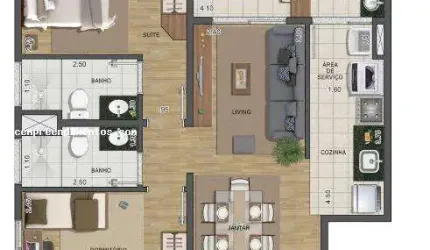 Apartamento para Venda em Limeira, Jardim Florença, 2 dormitórios, 1 suíte, 1 banheiro, 2 vagas