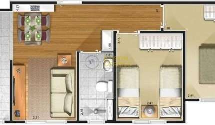 Apartamento com 2 dormitórios à venda, 45 m² por R$ 180.000,00 - Santana - Pindamonhangaba/SP