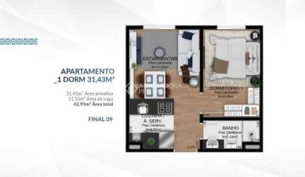 Apartamento com 1 quarto à venda na Aristides Lobo, 157, Ipiranga, Sapucaia do Sul, 31 m2 por R$ 171.390