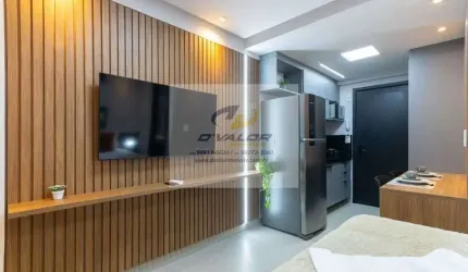 Vendo Flat, Mobiliado, com sacada, 21 m² e vaga de garagem rotativa