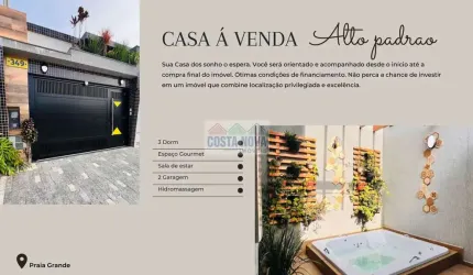 Casa Geminada de Alto Padrão com 3 quartos, sendo 2 suítes, 4 banheiros e 2 vagas para  garagem