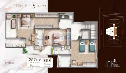 Lançamento á venda, uma excelente cobertura Triplex à 2 quadras da praia no Embaré