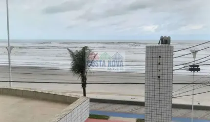 Apto 2 dormitórios com suíte e varanda gourmet frente mar no Centro de Mongaguá ? Vista incrível