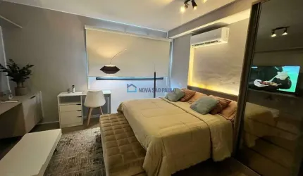 Stúdio 27m2, em Moema, mobiliado, 1 quarto