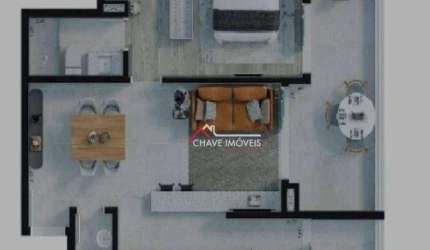 Apartamento com 1 dormitório à venda, 66 m²  - Boqueirão - Santos/SP