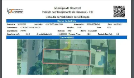 Terreno à venda, 480 m² por R$ 650.000 - Cancelli