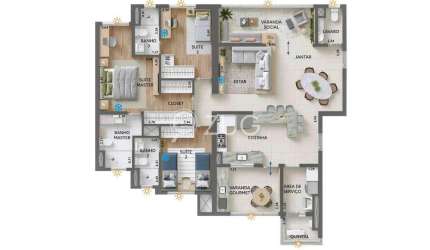 Apartamento à venda em Campinas, Chácara da Barra, com 3 suítes, com 127 m², Mistral Norte Sul