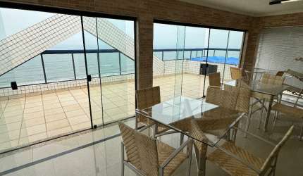 Linda Cobertura duplex frente mar com 4 dormitórios no centro da Vila Caiçara- Praia Grande-SP