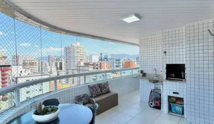 Venha morar em um apartamento dos sonhos na Praia Grande, na Guilhermina 123 m², 3 dormitórios, 1 suíte, sacada com churrasqueira 2 vagas.
