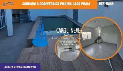 SOBRADO 3 DORMITORIOS PISCINA LADO PRAIA  FINANCIAMENTO BANCARIO ITANHAEM