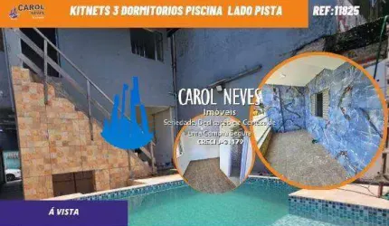 KITNETS 3 DORMITORIOS PISCINA CHURRASQUEIRA LADO PISTA A VISTA MONGAGUA