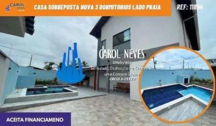 CASA SOBREPOSTA NOVA 3 DORMITORIOS LADO PRAIA FINANCIAMENTO ITANHAEM