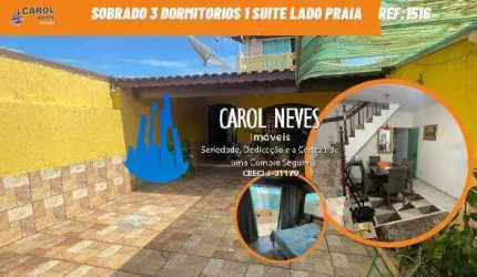 SOBRADO 3 DORMITORIOS 1 SUITE LADO PRAIA A VISTA FLORIDA MIRIM MONGAGUA