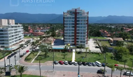 Apartamento com 3 dormitórios frente ao Mar com varanda gourmet ampla no Litoral Norte SP Bertioga