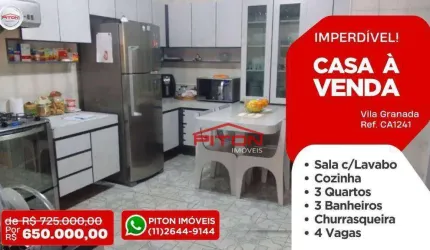 Casa Térrea - Vila Granada - São Paulo/SP