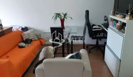 Kitnet reformada com uma vaga de garagem e repleta de armários embutidos.