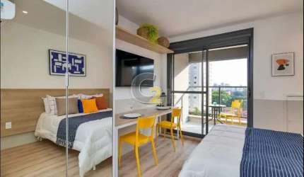Apartamento studio á venda em Pinheiros mobiliado, 1 quarto, 1 suíte, sem vaga  de garagem