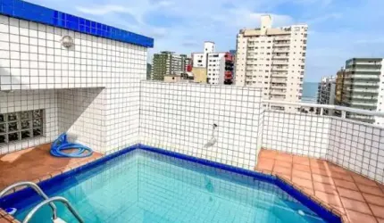 Cobertura DUPLEX no Forte, 3 suítes, 3 vagas, piscina, confira na Imobiliária em Praia Grande.