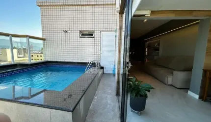 Cobertura na Vila Tupi 3 dormitórios, área gourmet, piscina privativa, confira em Praia Grande.