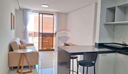 Apartamento mobiliado para locação com 59,88m², 2 quartos, sendo 1 suíte em Cabo Branco, João Pessoa - PB.