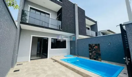 Sobrado contendo 3 dormitórios - espaço gourmet com churrasqueira e piscina.