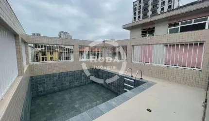 Casa sobreposta alta, duplex, 3 suítes, com piscina, à venda, no Boqueirão em Santos/SP