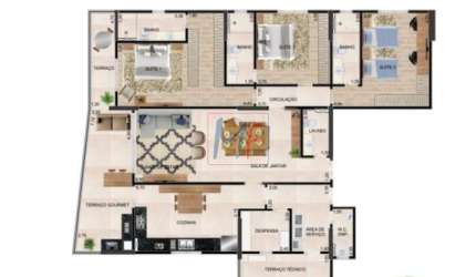 REF. 14.584 - Lindo Apartamento novo no bairro Ponta da Praia, com 186 m² a.u., 3 dorms. sendo 3 suítes, 2 vagas, terraço gourmet e lazer.