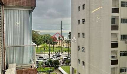 Venda Apartamento Santos SP - mAr dOce lAr pé na areia, mobiliado, com sacada lateral e vista mar, no Gonzaga!