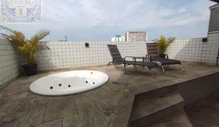 Cobertura duplex com varanda gourmet, churrasqueira e jacuzzi, ideal para famílias que gostam de viver o bom vida - Vila Mathias - Santos/SP